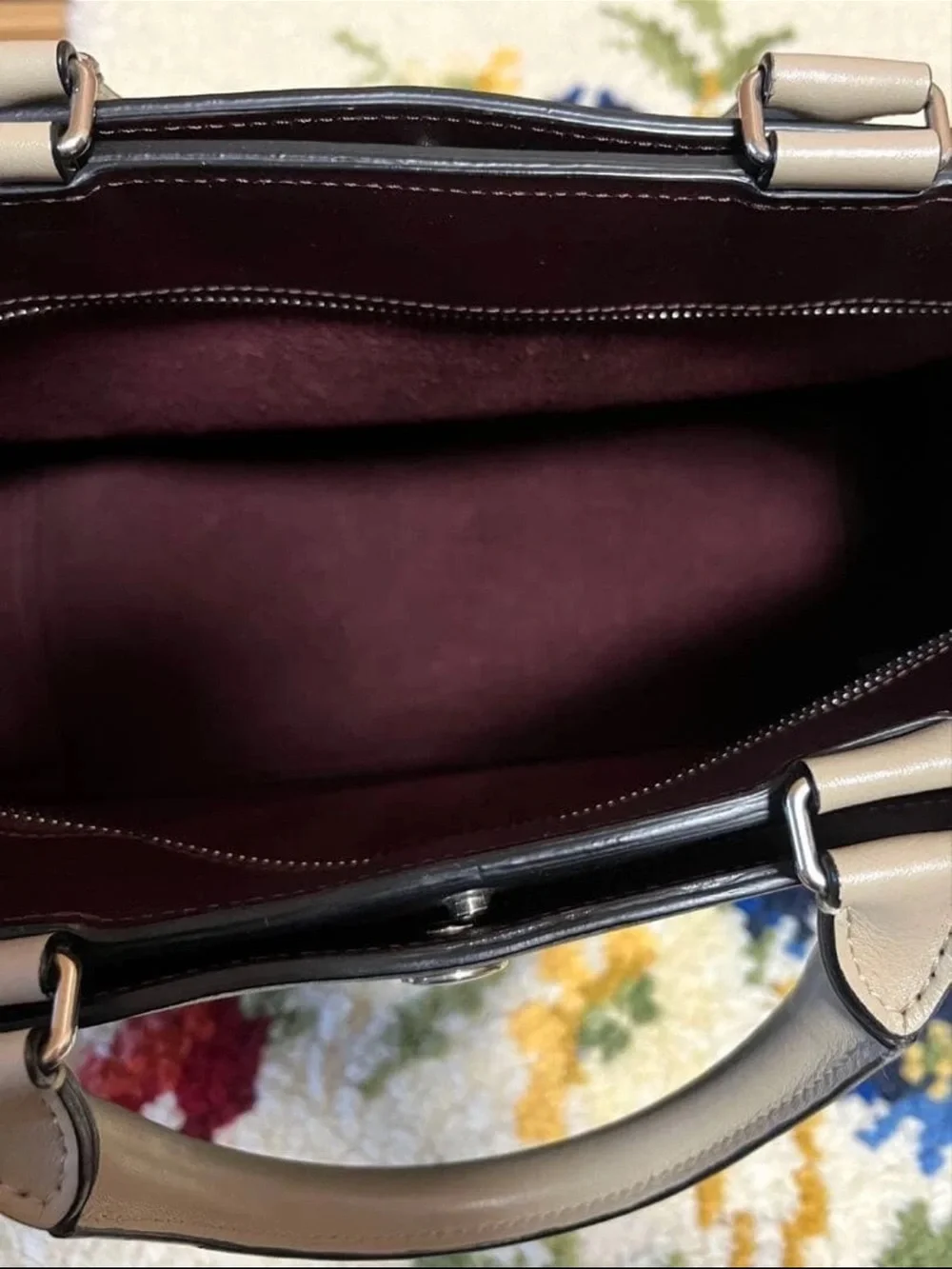 Mulberry Navy Leather Satchel with Brown Strap and Cream Handles